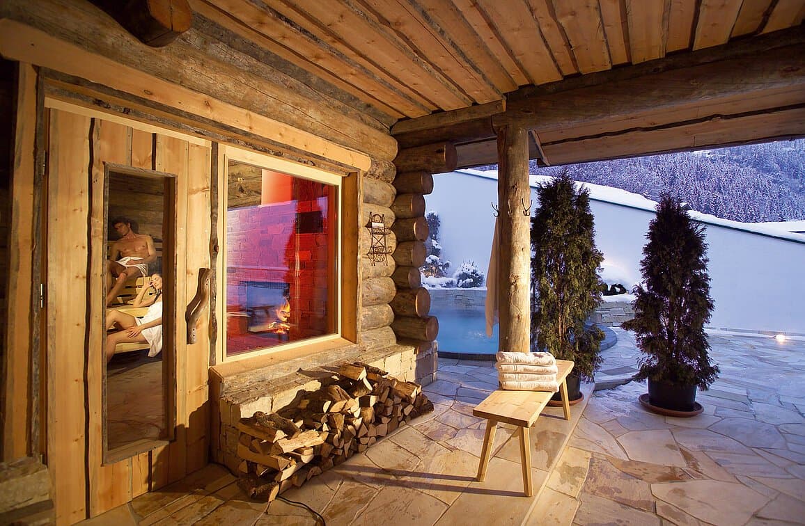 Kelo-Sauna im Wellnessbereich des STOCK Resort